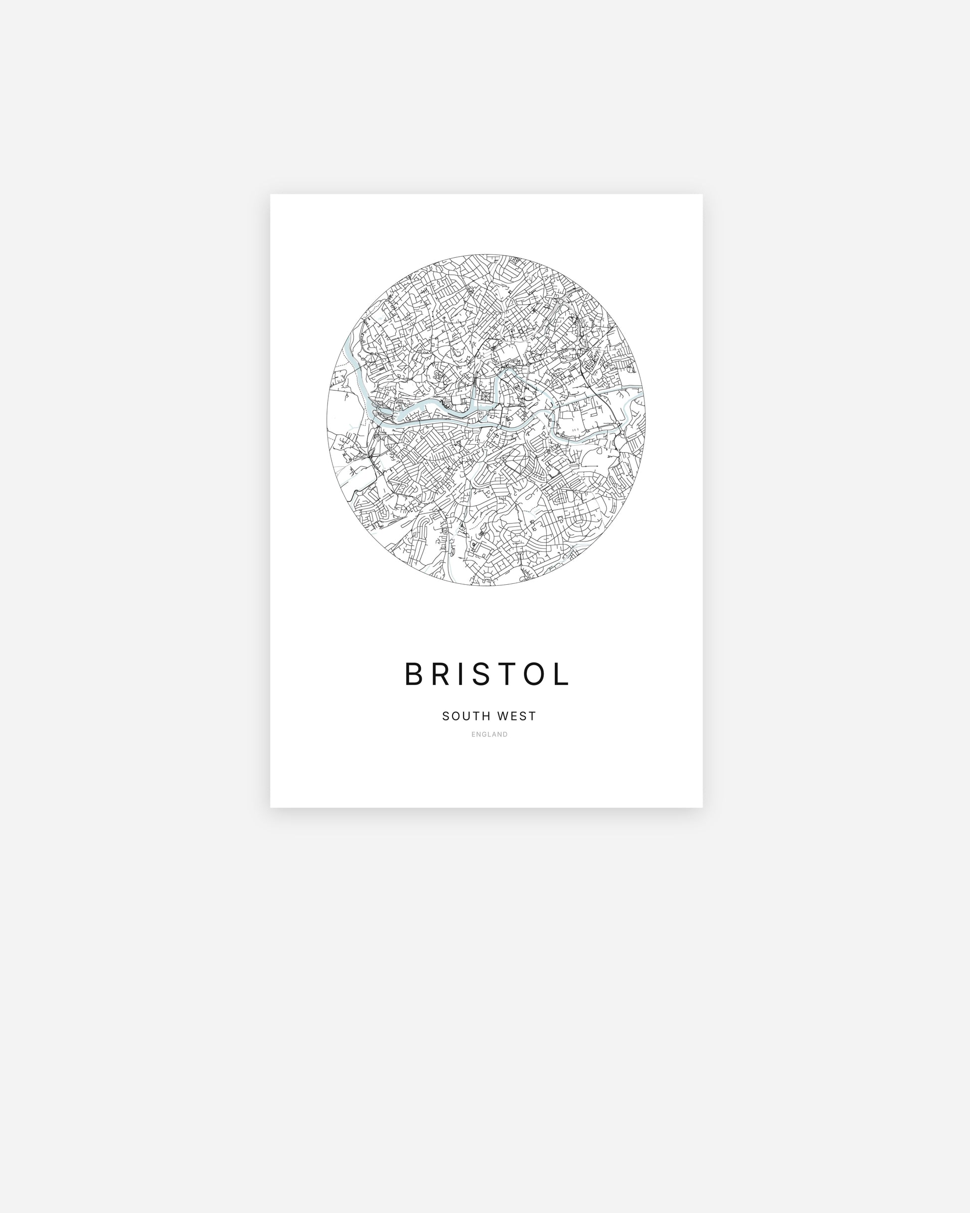 Plan de la ville de Bristol au design minimaliste.