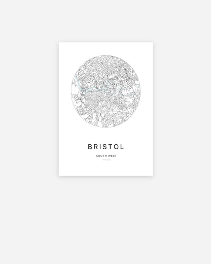 Plan de la ville de Bristol au design minimaliste.