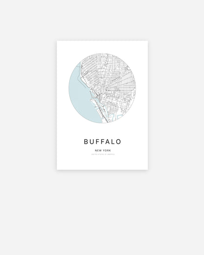 Minimalist city map of Buffalo, New York.