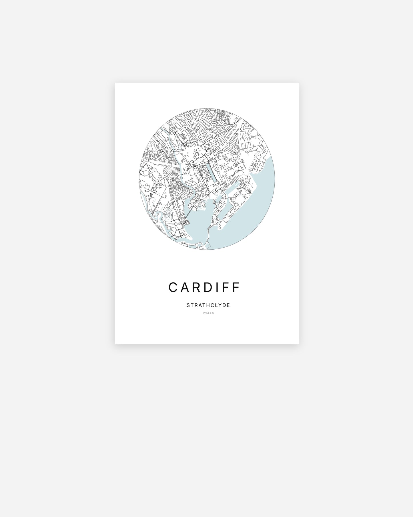 Plan de la ville de Cardiff au design minimaliste.