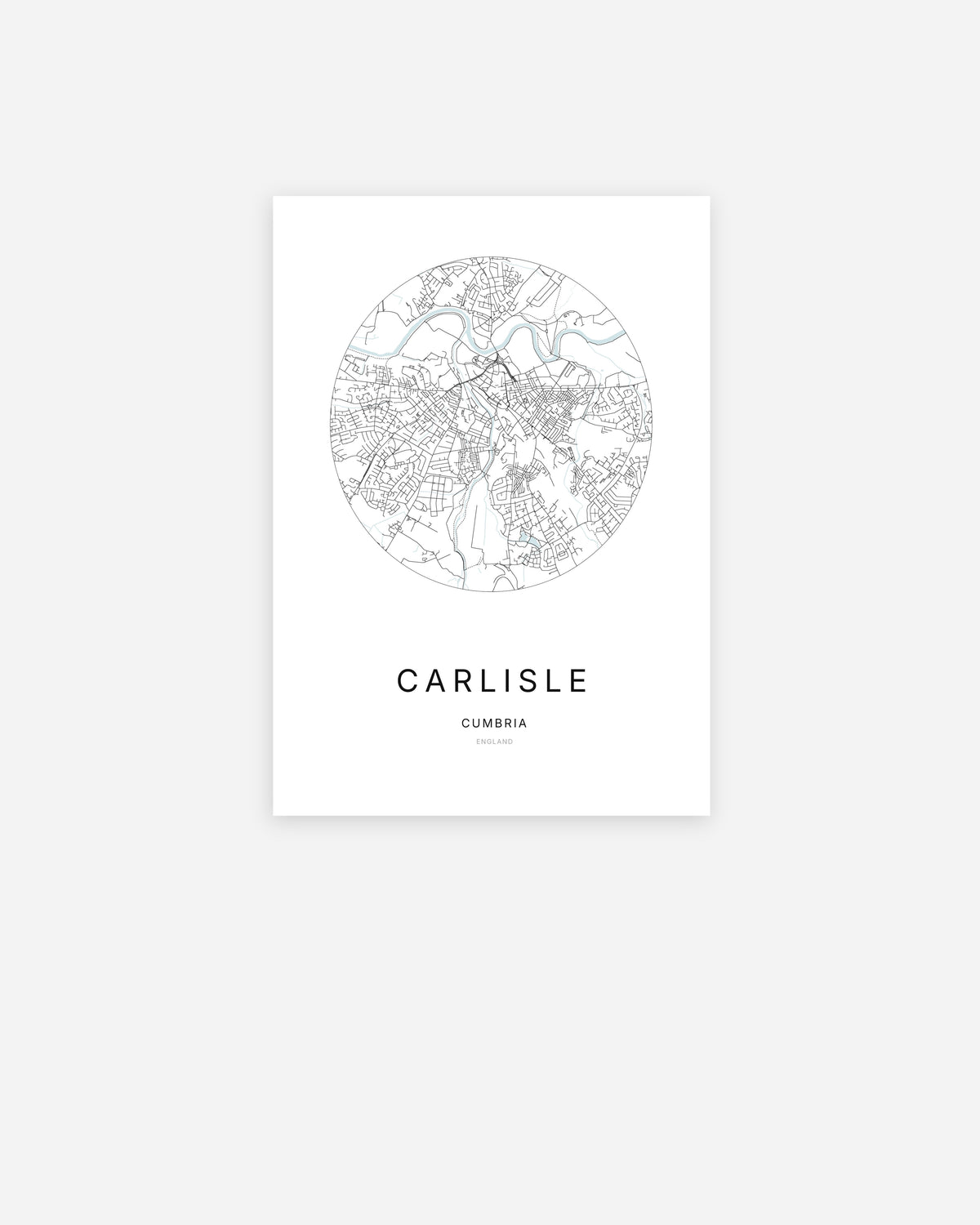 Plan de la ville de Carlisle au design minimaliste.