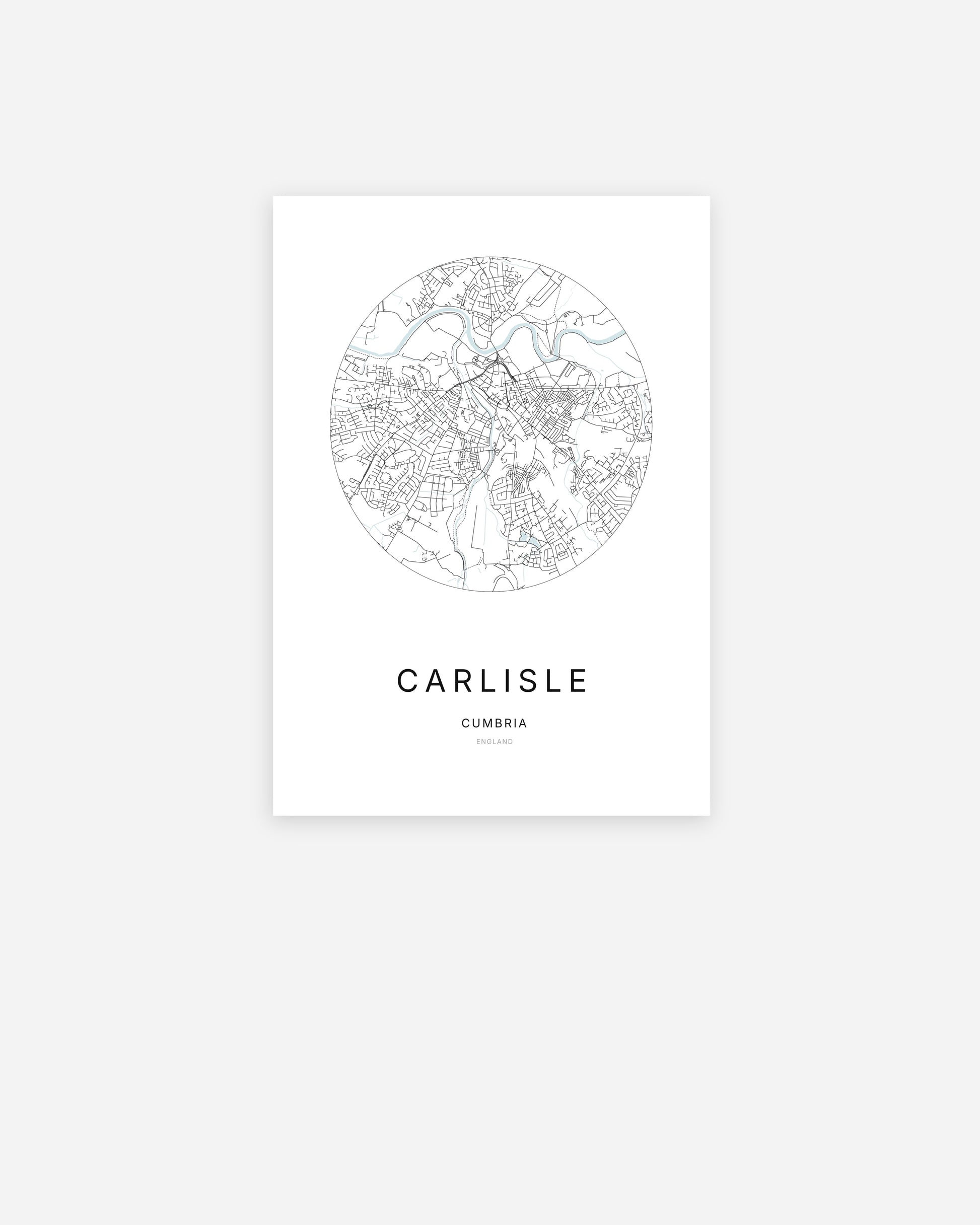Plan de la ville de Carlisle au design minimaliste.