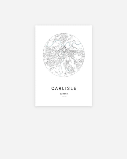Plan de la ville de Carlisle au design minimaliste.