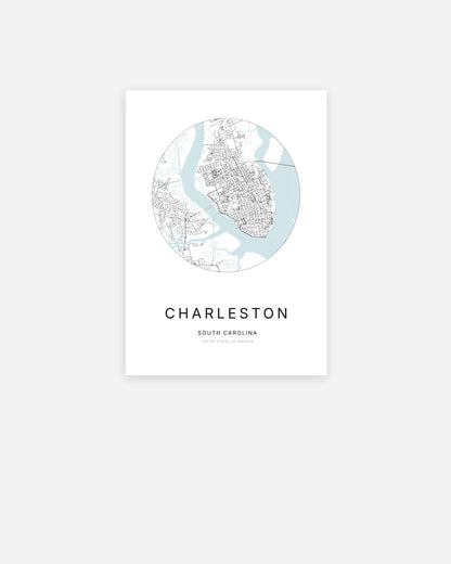 1. Plan de la ville de Charleston au design minimaliste.