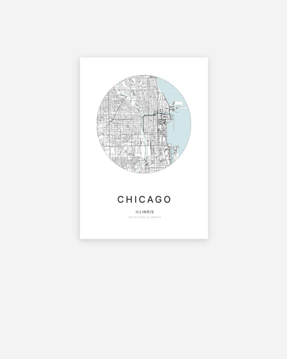 Plan de la ville de Chicago au design minimaliste.