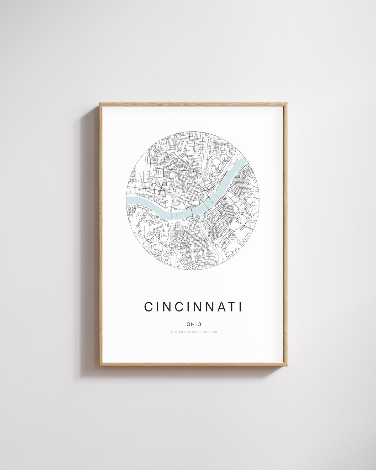 Poster représentant le plan de la ville de Cincinnati.