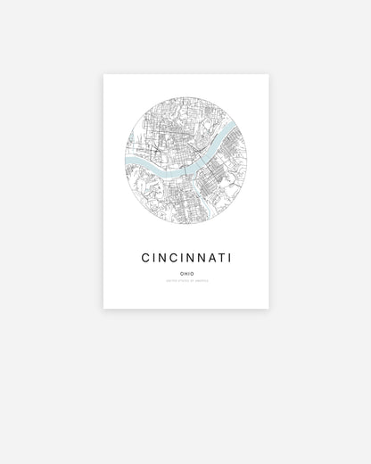 Plan de la ville de Cincinnati au design minimaliste.