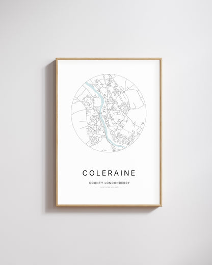 Poster représentant le plan de la ville de Coleraine.