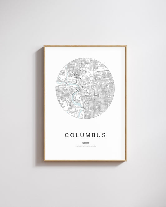 Poster représentant le plan de la ville de Columbus.