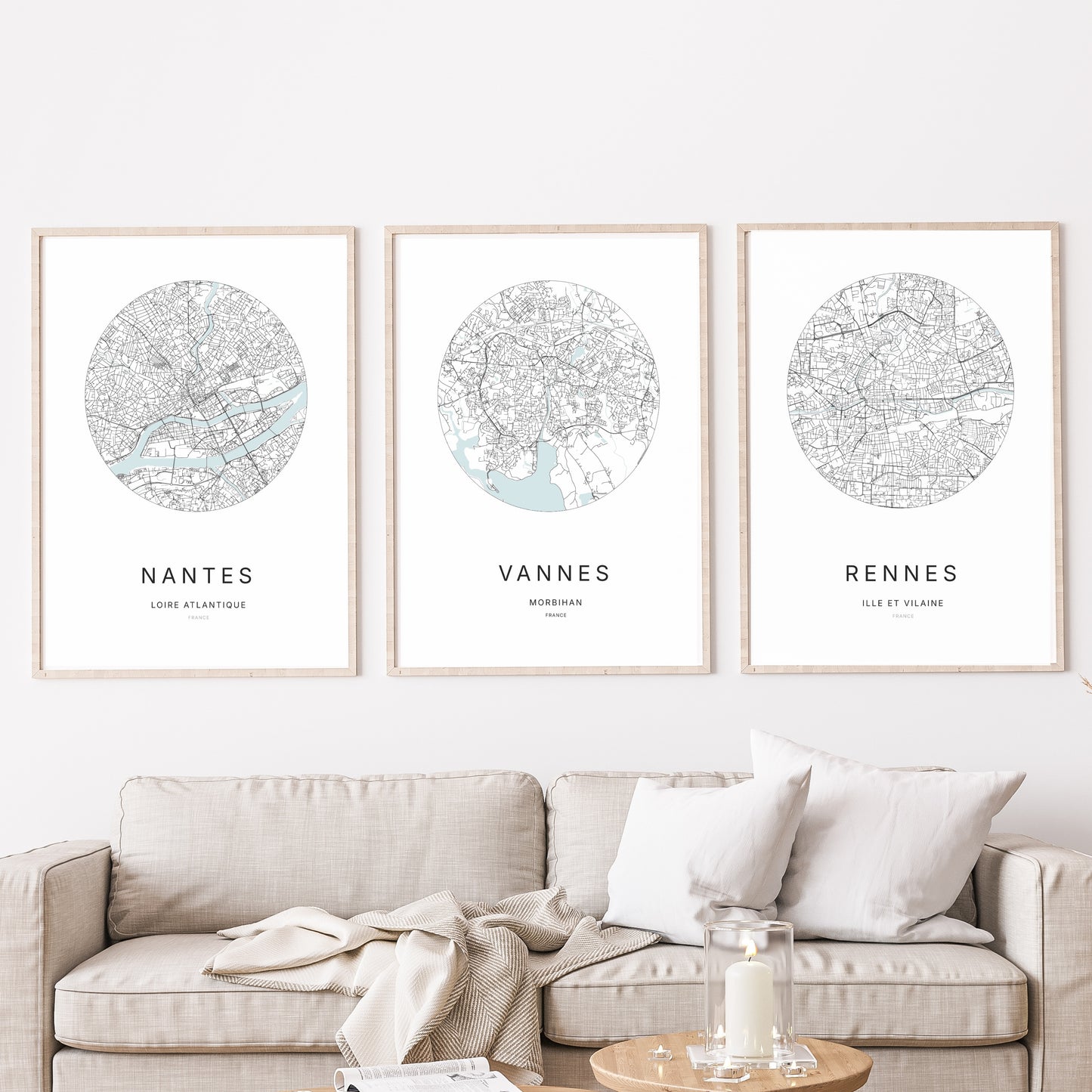 Affiche Vannes – Plan minimaliste