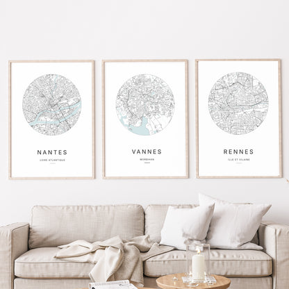 Affiche Vannes – Plan minimaliste