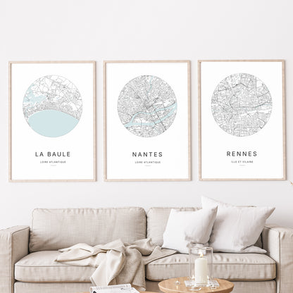 Affiche Nantes – Plan minimaliste