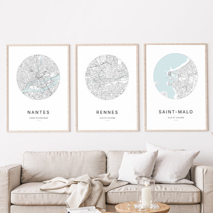 Affiche Rennes – Plan minimaliste