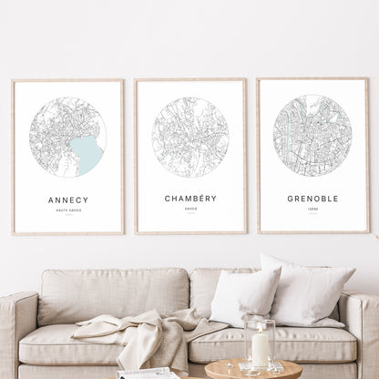 Affiche Chambéry – Plan minimaliste
