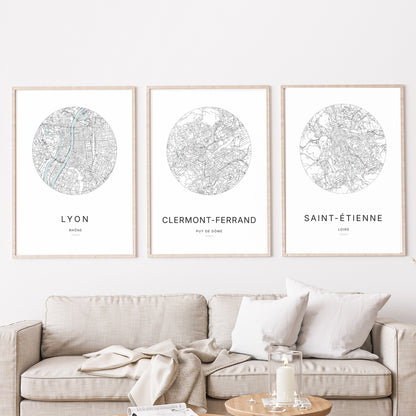 Affiche Clermont-Ferrand - Plan minimaliste