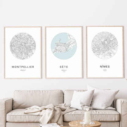 Affiche Sète – Plan minimaliste