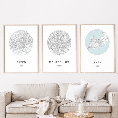 Affiche Montpellier – Plan minimaliste