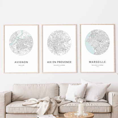 Affiche Aix-en-Provence – Plan minimaliste