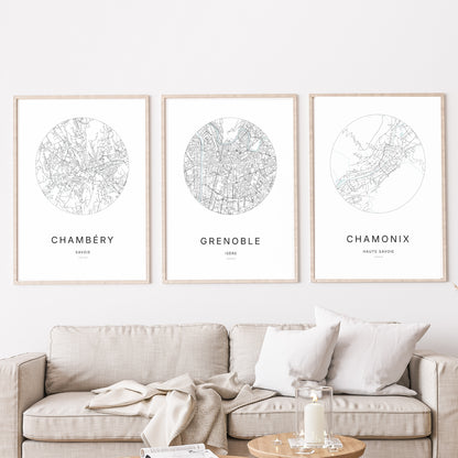 Affiche Grenoble – Plan minimaliste