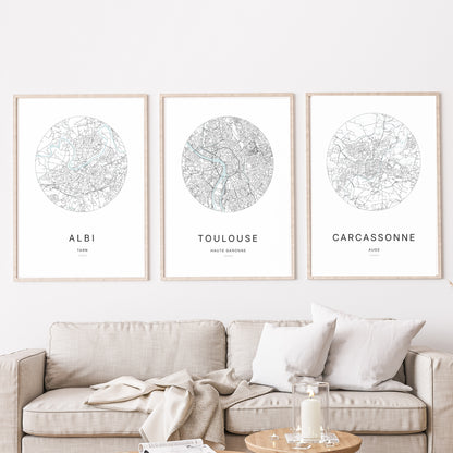 Affiche Toulouse – Plan minimaliste
