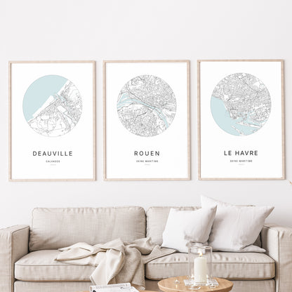 Affiche Rouen – Plan minimaliste