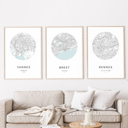 Affiche Brest – Plan minimaliste