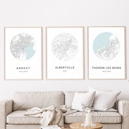 Affiche Albertville – Plan minimaliste