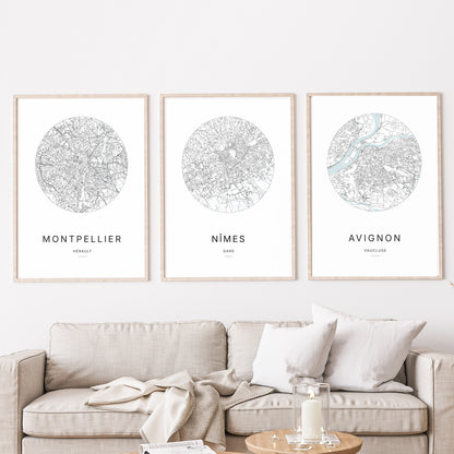 Affiche Nîmes - Plan minimaliste