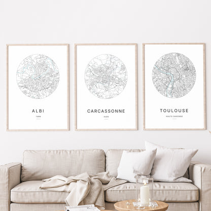 Affiche Carcassonne – Plan minimaliste