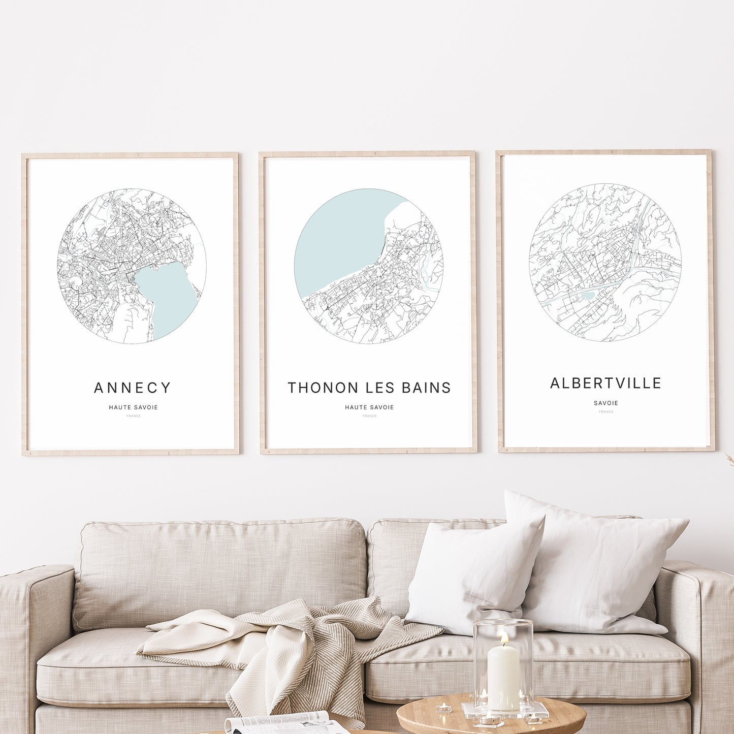 Affiche Thonon-les-Bains – Plan minimaliste