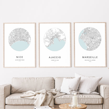 Affiche Ajaccio – Plan minimaliste
