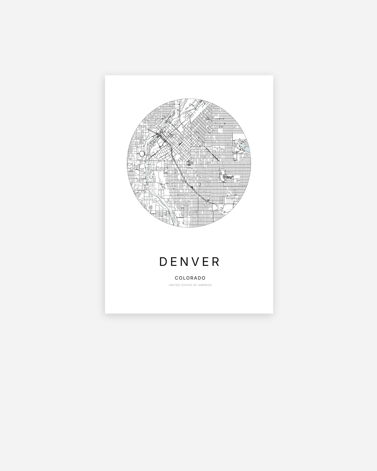 1. Plan de la ville de Denver au design minimaliste.