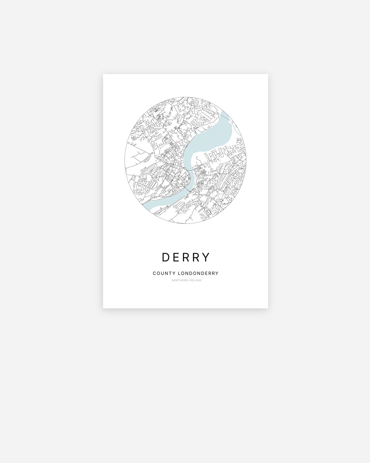 Plan de la ville de Derry au design minimaliste.
