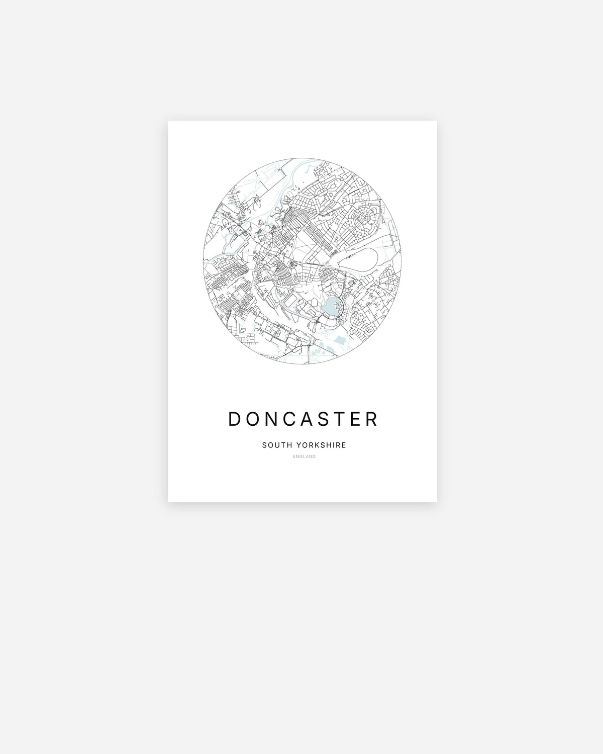 City map of Doncaster in a minimalist design.