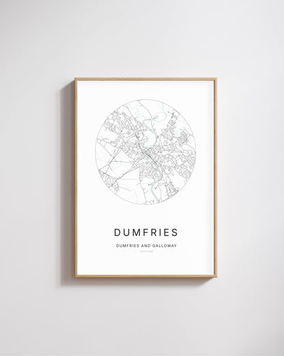 Poster représentant le plan de la ville de Dumfries.