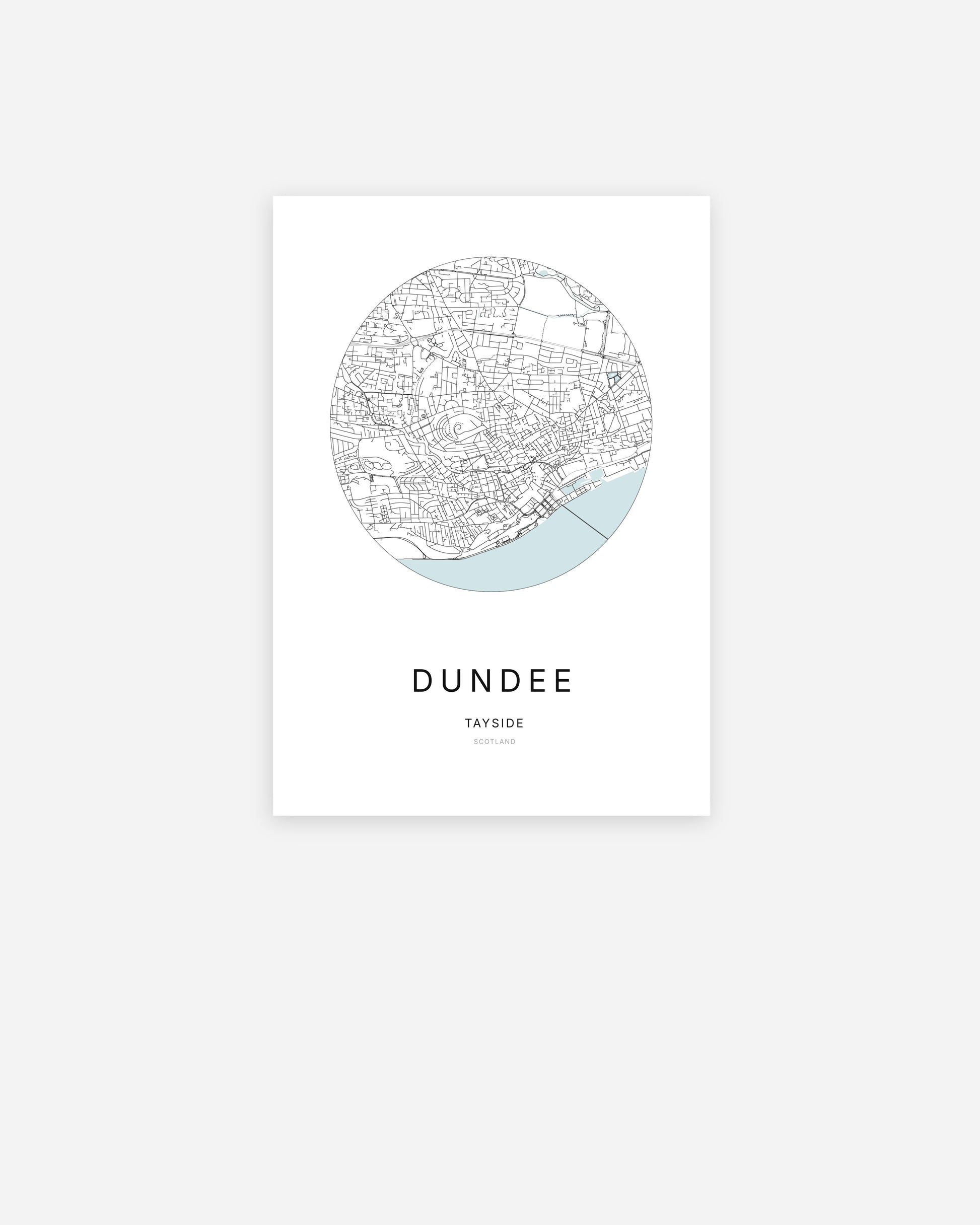 Plan de la ville de Dundee au design minimaliste.
