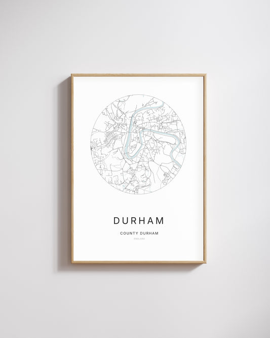 Poster représentant le plan de la ville de Durham