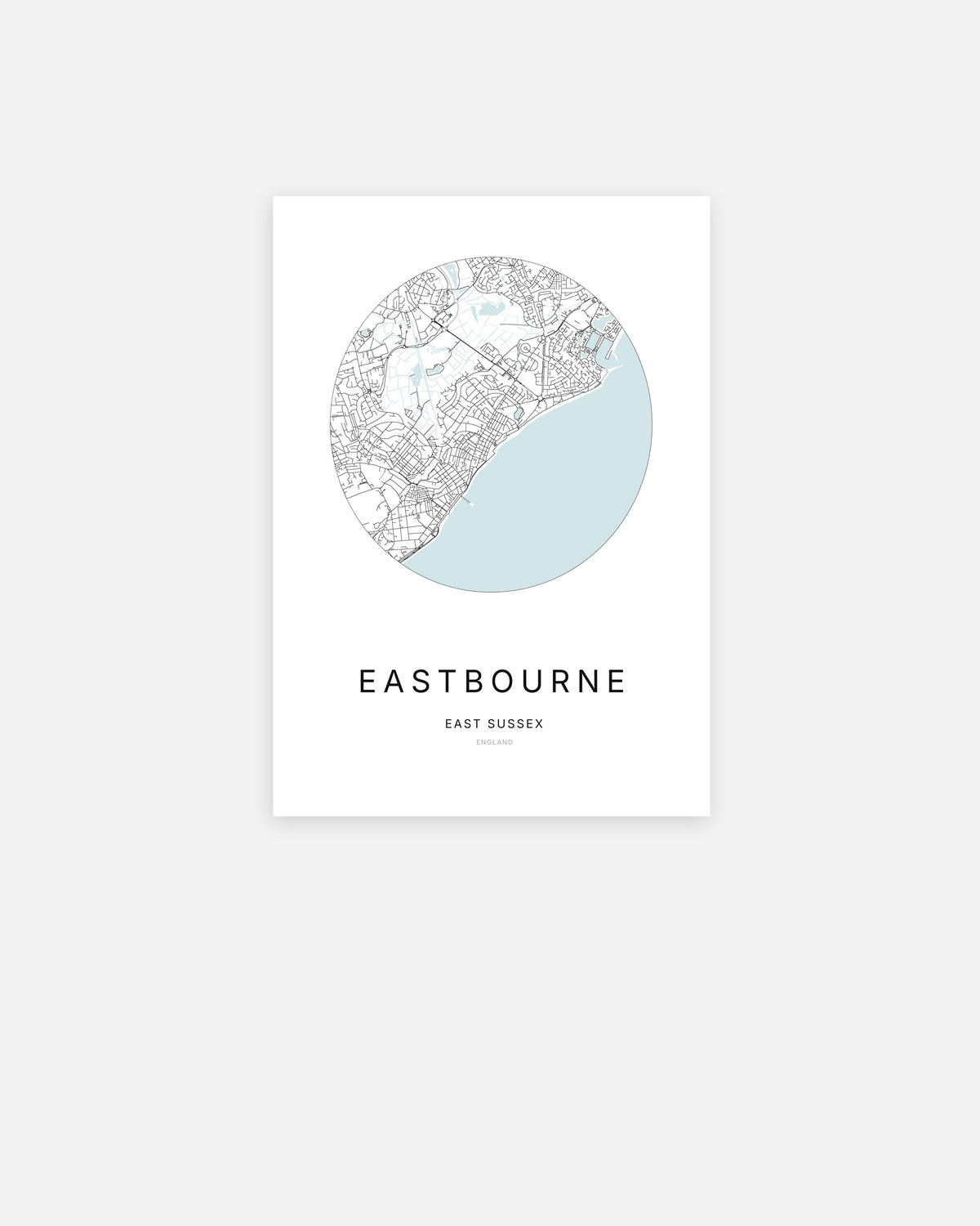 Plan de la ville d’Eastbourne au design minimaliste.