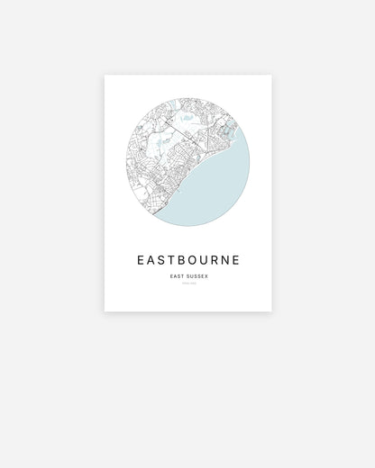 Plan de la ville d’Eastbourne au design minimaliste.