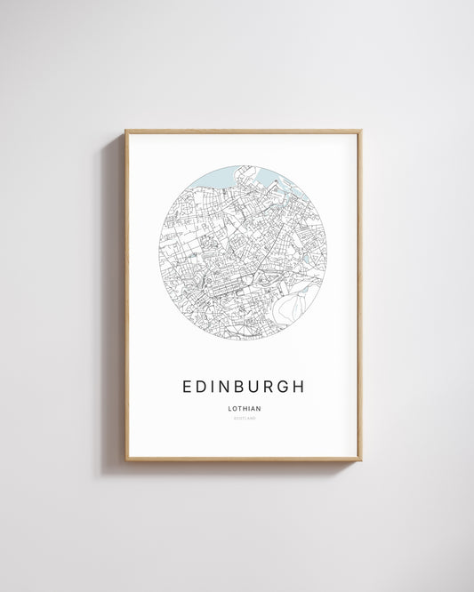 Poster représentant le plan de la ville de Edinburgh.