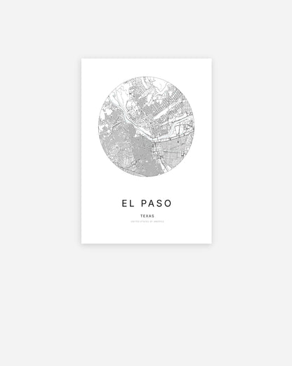 Plan de la ville d’El Paso au design minimaliste.