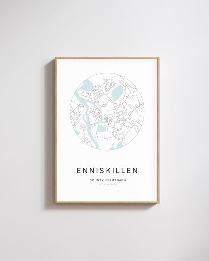 Poster représentant le plan de la ville d’Enniskillen.