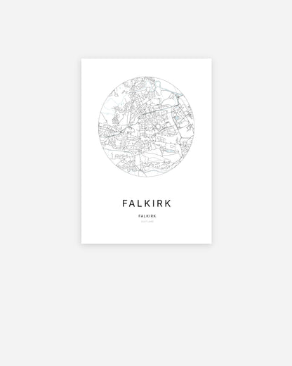 Plan de la ville de Falkirk au design minimaliste.