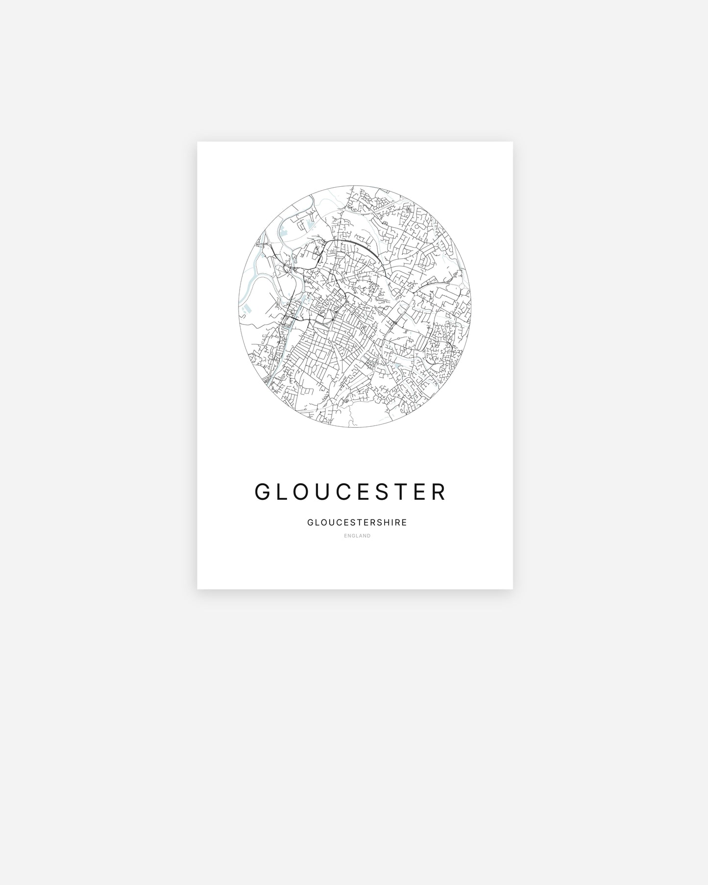 Plan de la ville de Gloucester au design minimaliste.