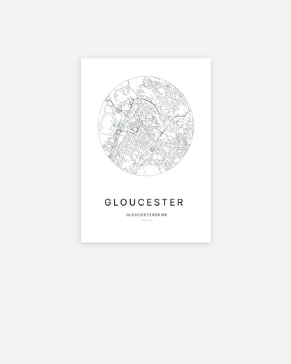 Plan de la ville de Gloucester au design minimaliste.