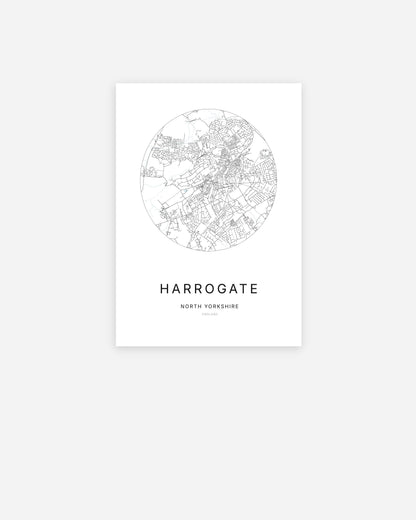 City map of Harrogate in a minimalist design.