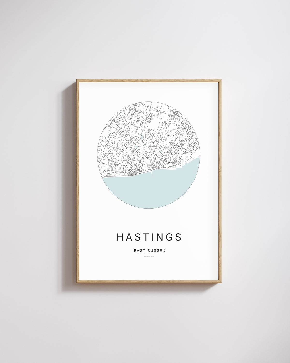 Poster représentant le plan de la ville de Hastings.