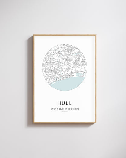 Poster représentant le plan de la ville de Hull.