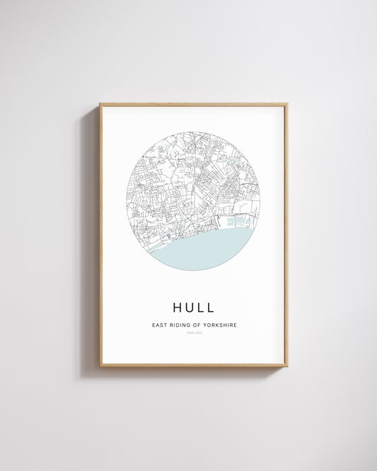 Poster représentant le plan de la ville de Hull.