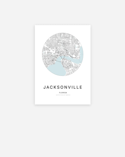 Minimalist city map of Jacksonville, Florida.